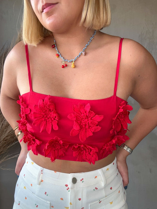 Barbara Red Floral Top