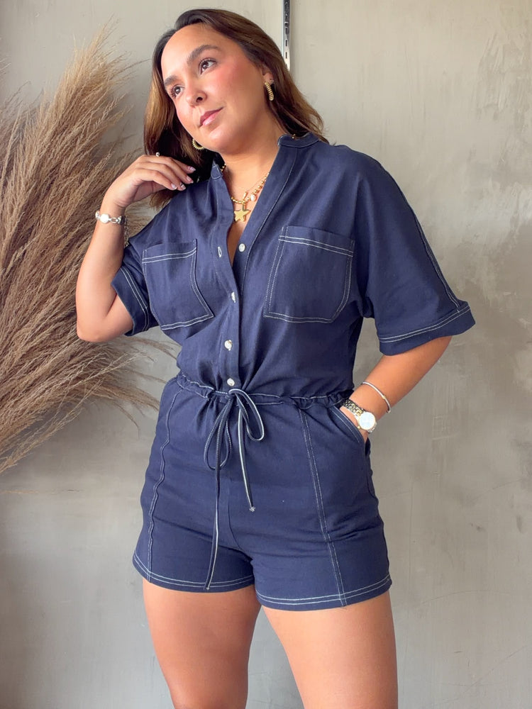 Susana Navy Romper