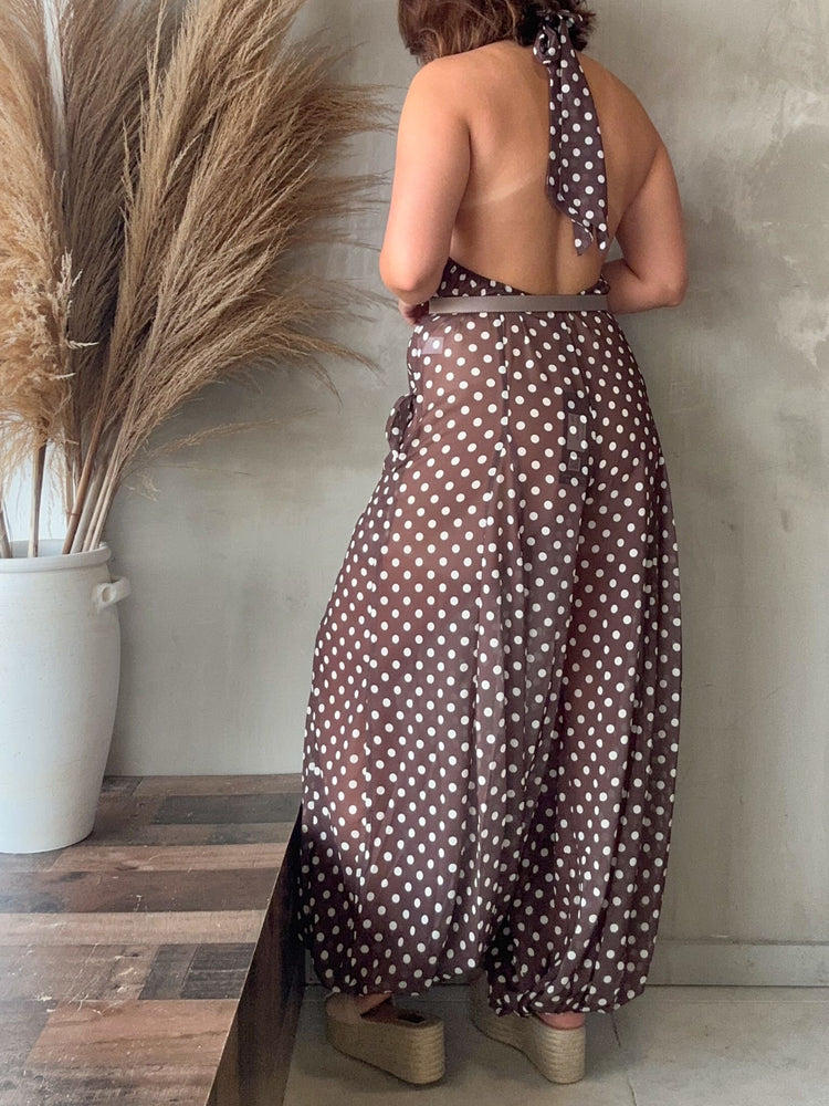 Polka Dots Mesh Jumpsuit