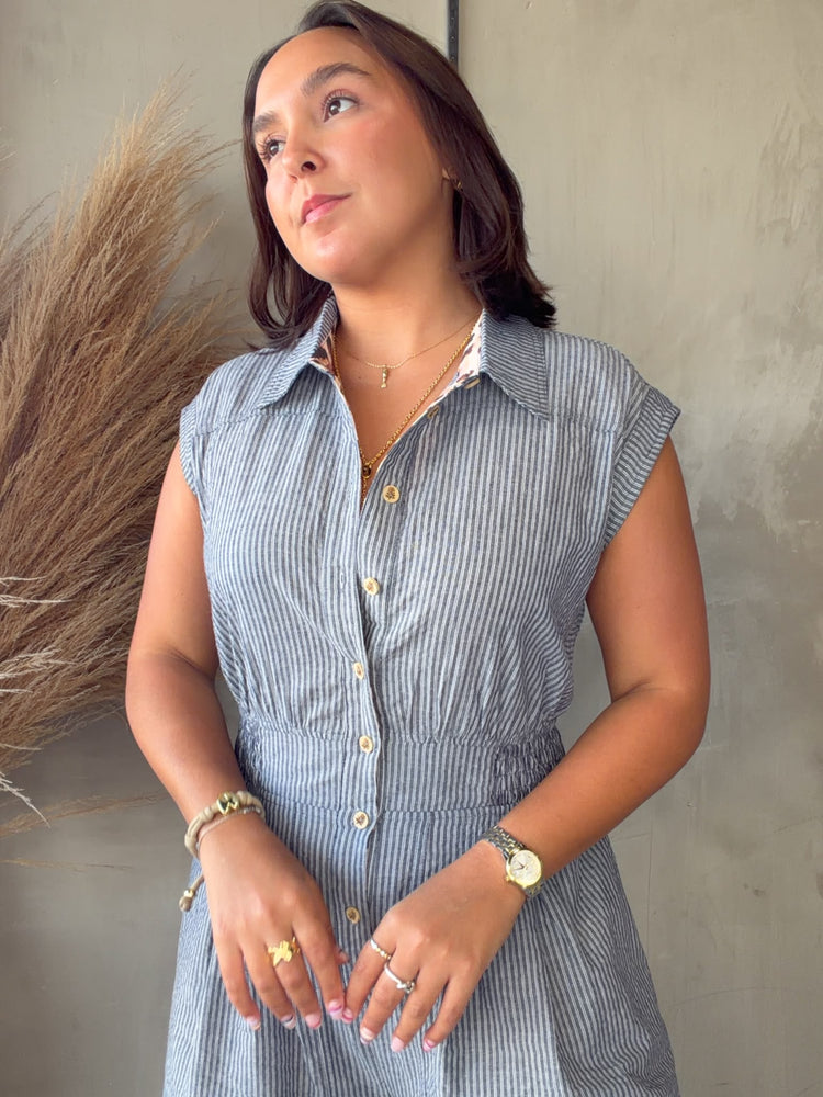 Monika Navy Striped Jumpsuit