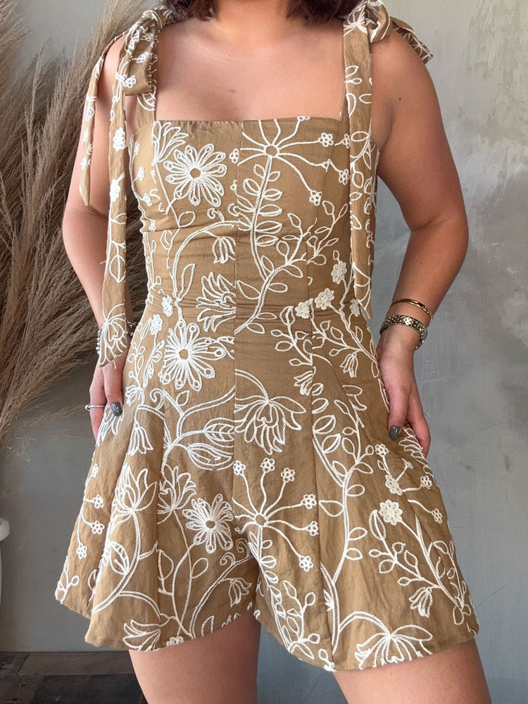 Kim Mocha Embroidery Romper