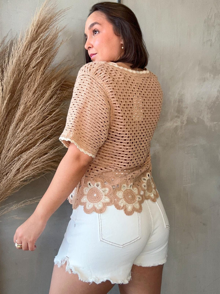 Vera Beige Crochet Top