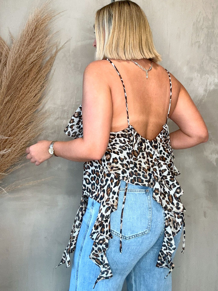 FINAL SALE - Margot Leopard Ruffled Top