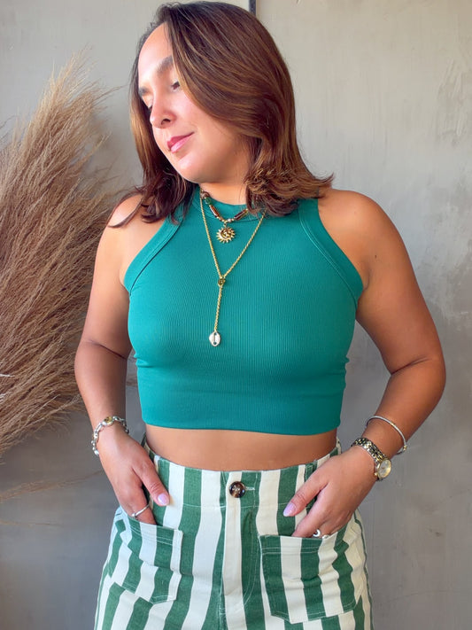Astrid Teal Tank Basic Top