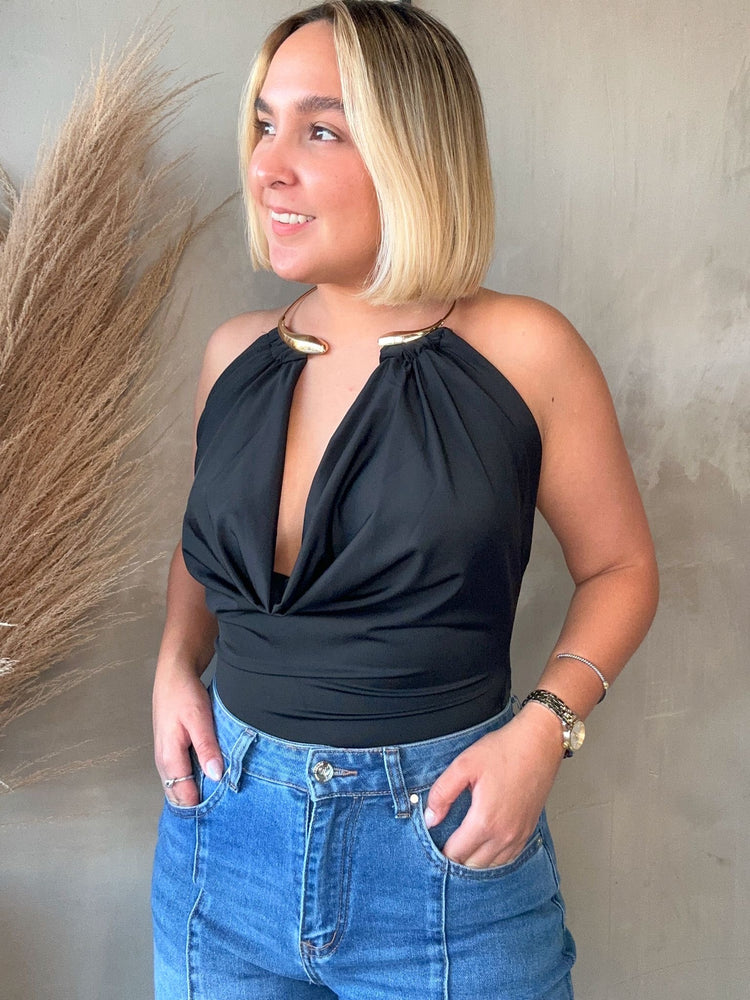 FINAL SALE - Sylvie Gold Detailed Bodysuit