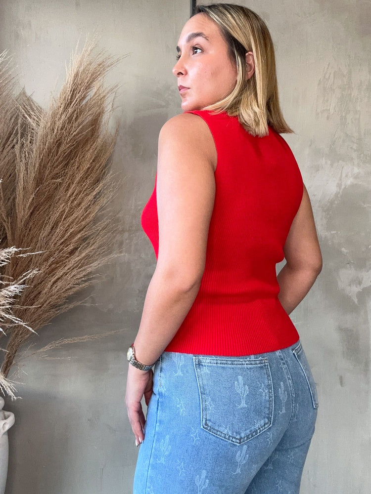 FINAL SALE - Adella Red Knit Vest