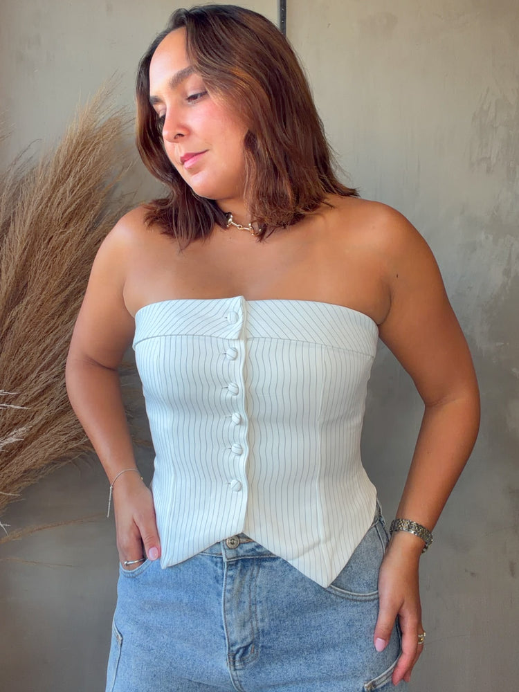 Sue White Vest Tube Top