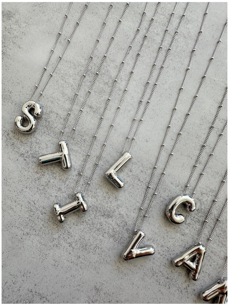 Silver 3D Balloon Initial Necklace