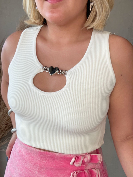 Grace Heart Detailed White Top