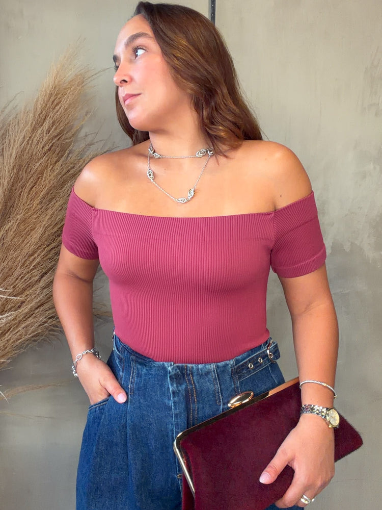 Arlette Wine Off Shoulder Basic