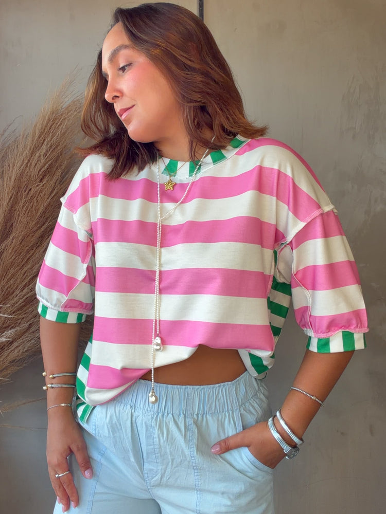 Gina Pink Striped Top