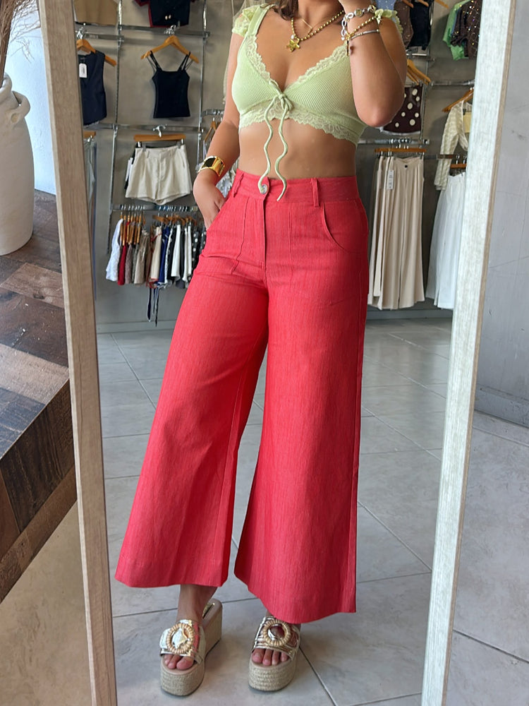 Amanda Red Wide Leg Jean