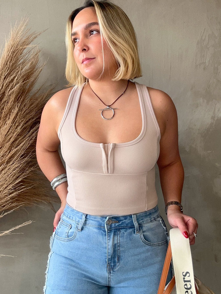 Monika Beige Basic Top