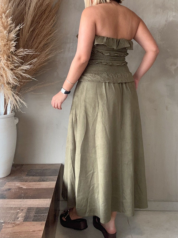 FINAL SALE - Milena Olive Suede Dress