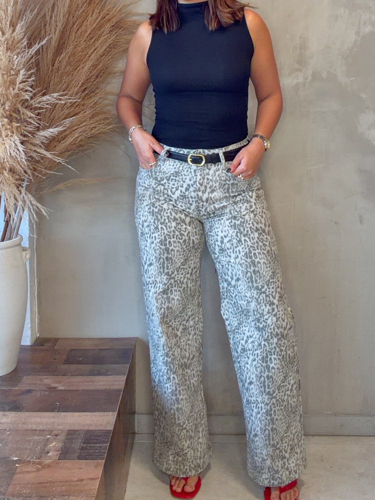 Alicia Leopard Belted Jean