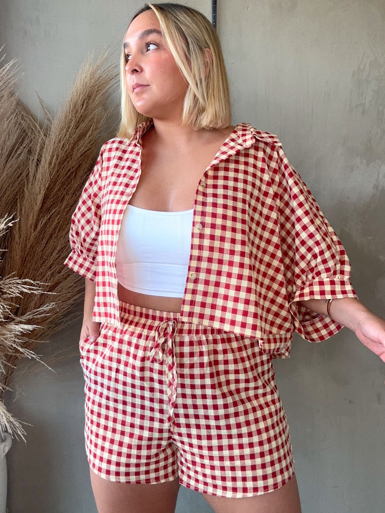 FINAL SALE - Gingham Top & Shorts Set