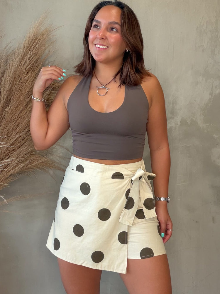 Deborah Ivory Polka Dots Wrap Skort