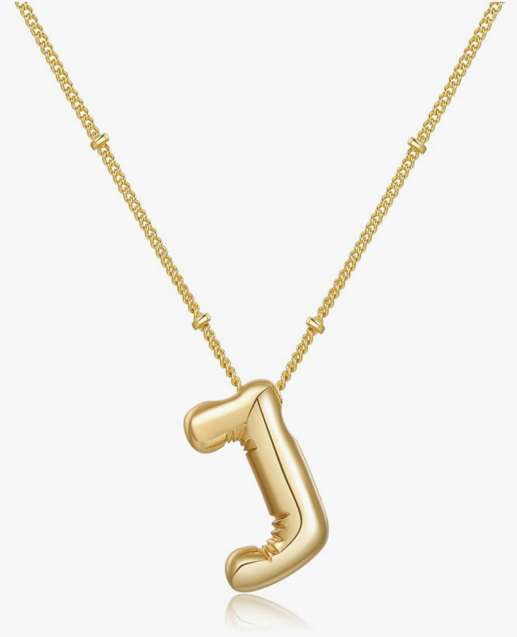 Gold 3D Balloon Initial Necklace