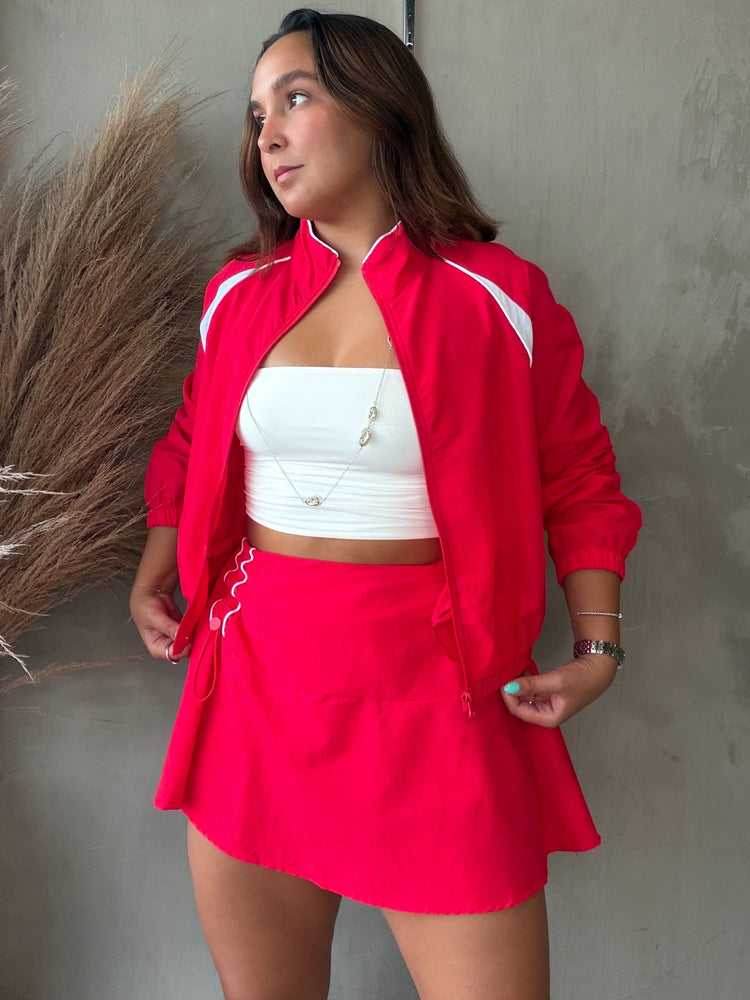 Eiza Red Jacket & Skort Set