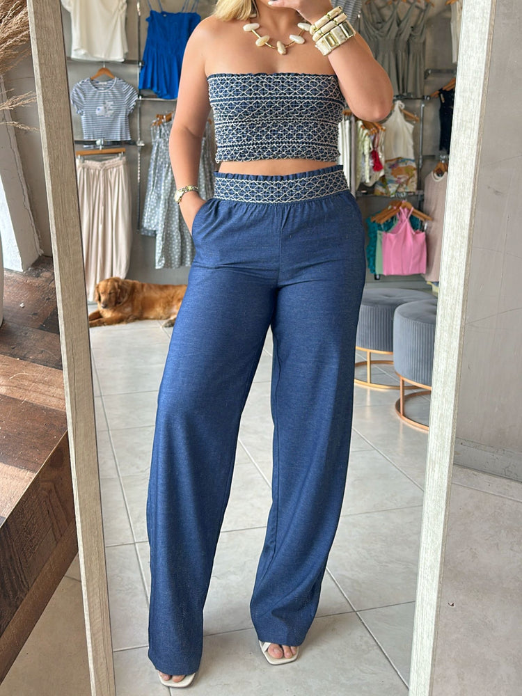 Lucia Smocked Denim Set
