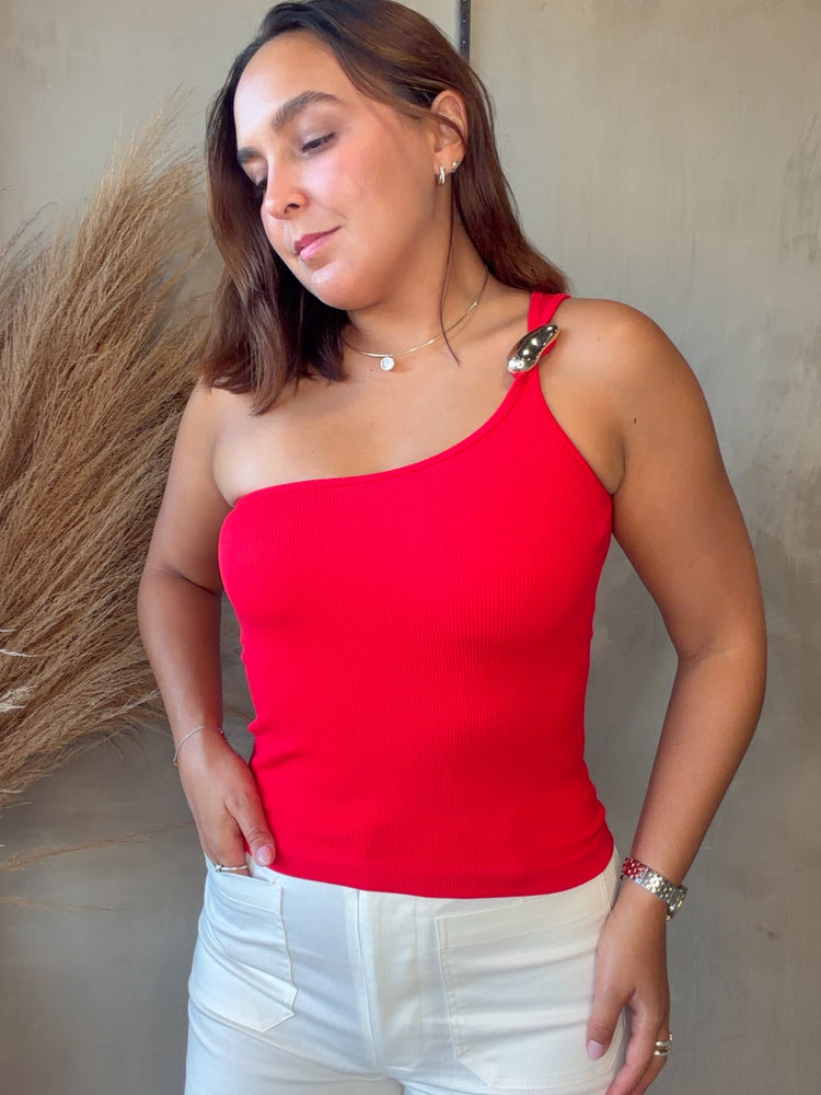 Dana Red One Shoulder Top
