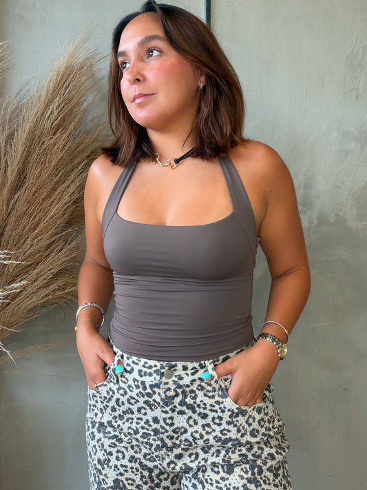 Itzel Espresso Halter Top