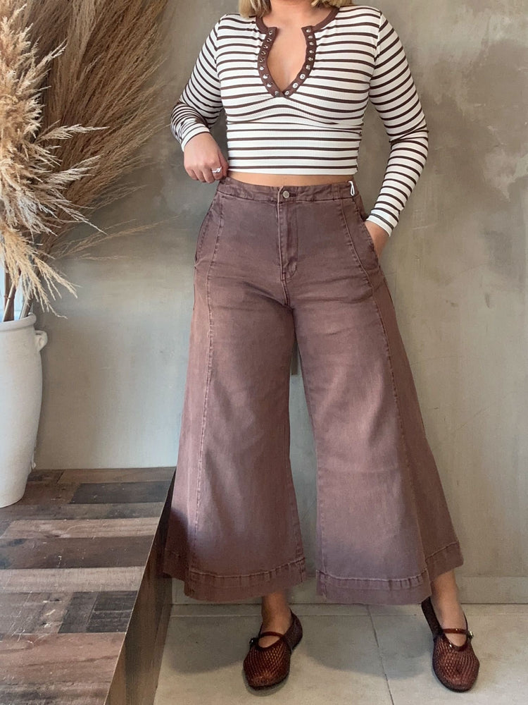 FINAL SALE - Stacy Chocolate Wide Jean
