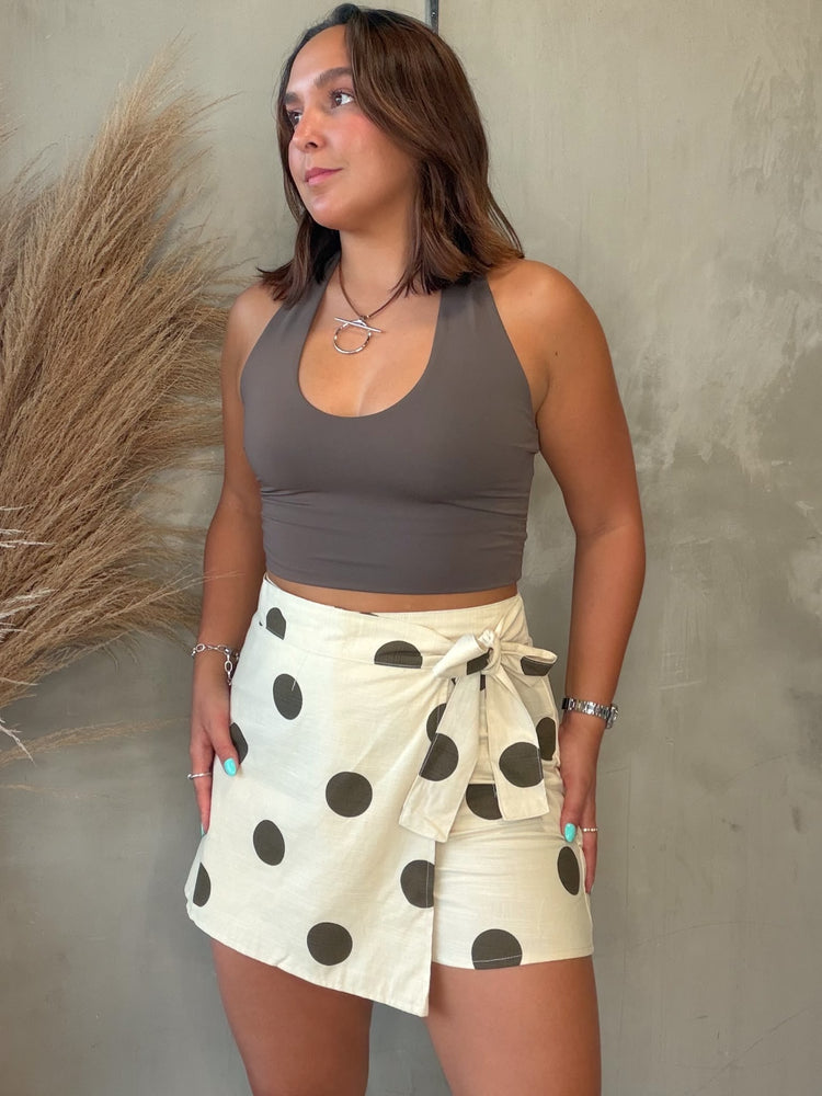Deborah Ivory Polka Dots Wrap Skort