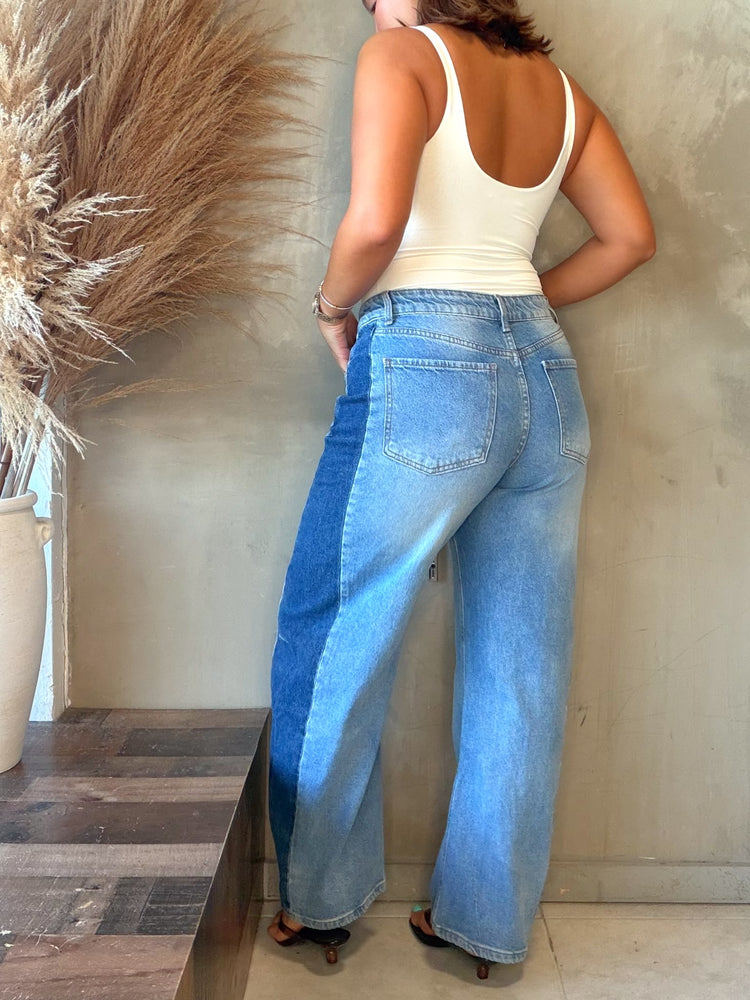 Hailey Two Tone Barrel Jean (includes belt)