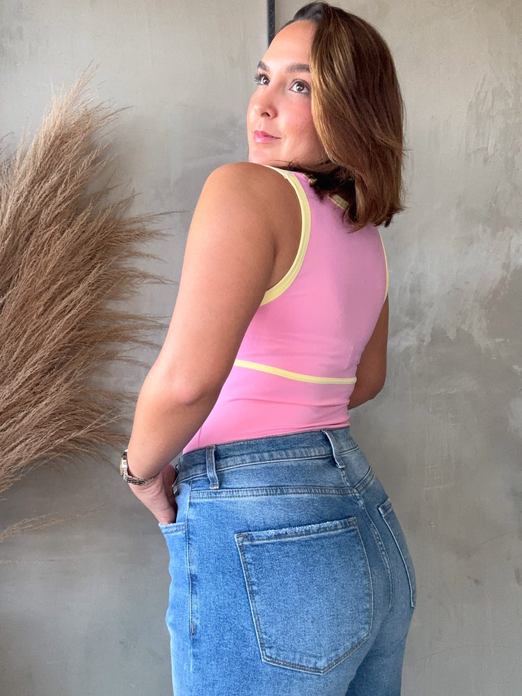 Mila Pink Contrast Bodysuit