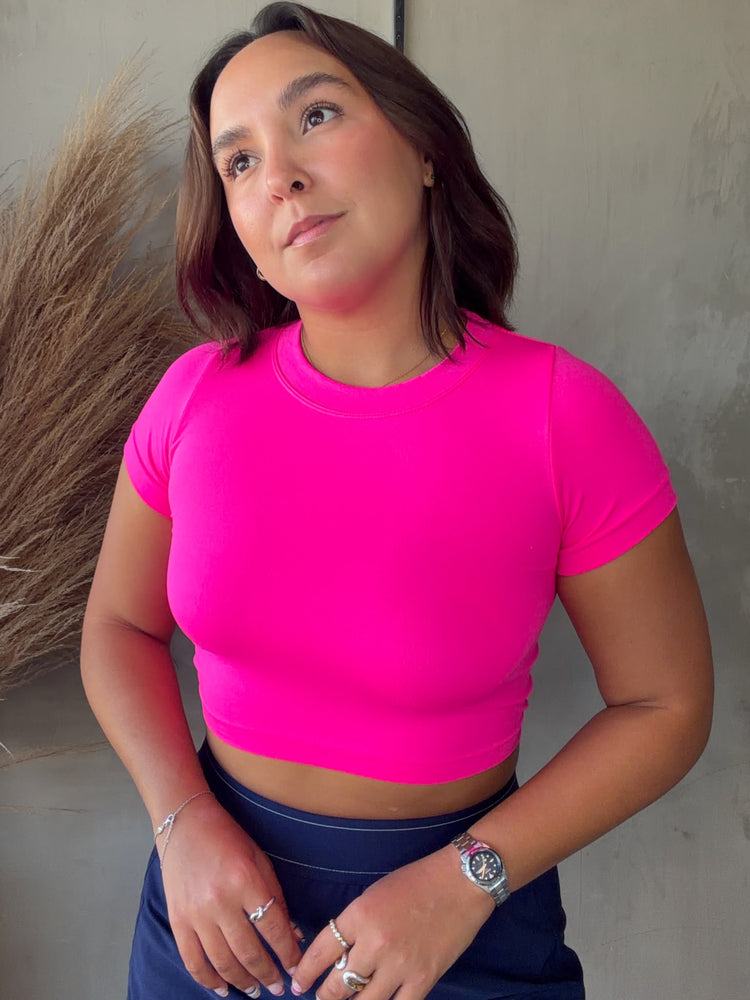 Carolina Hot Pink Crop Tee