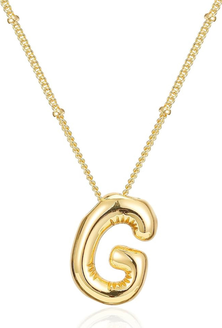 Gold 3D Balloon Initial Necklace