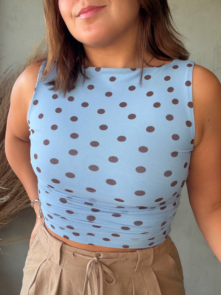 Angie Blue Polka Dots Top