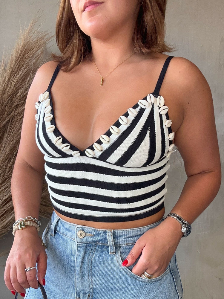 Shellsy Black Striped Top