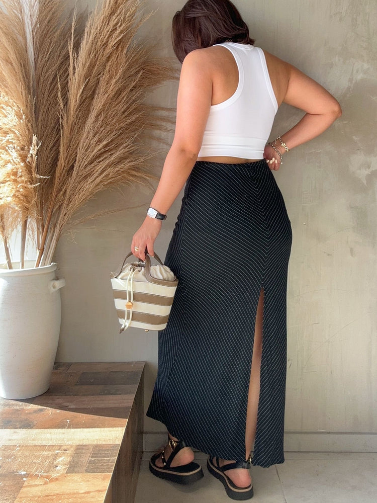 Florence Black Striped Skirt
