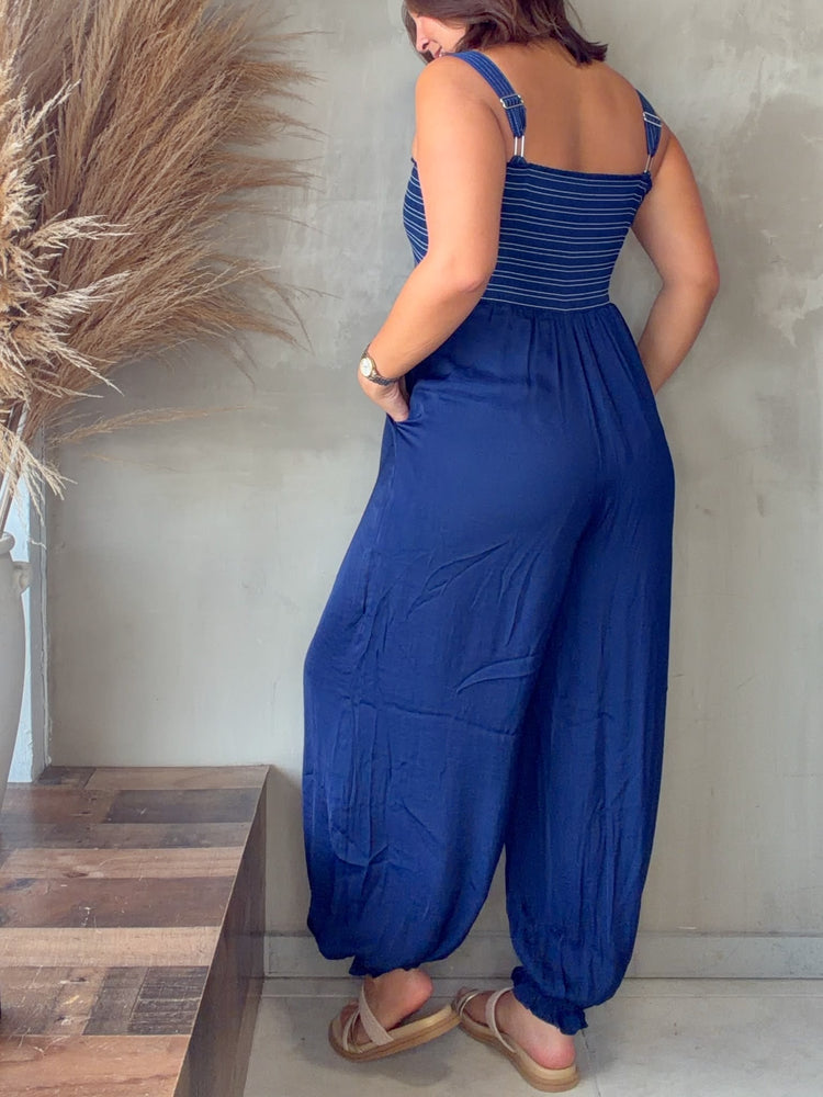 Aliana Navy Balloon Jumpsuit