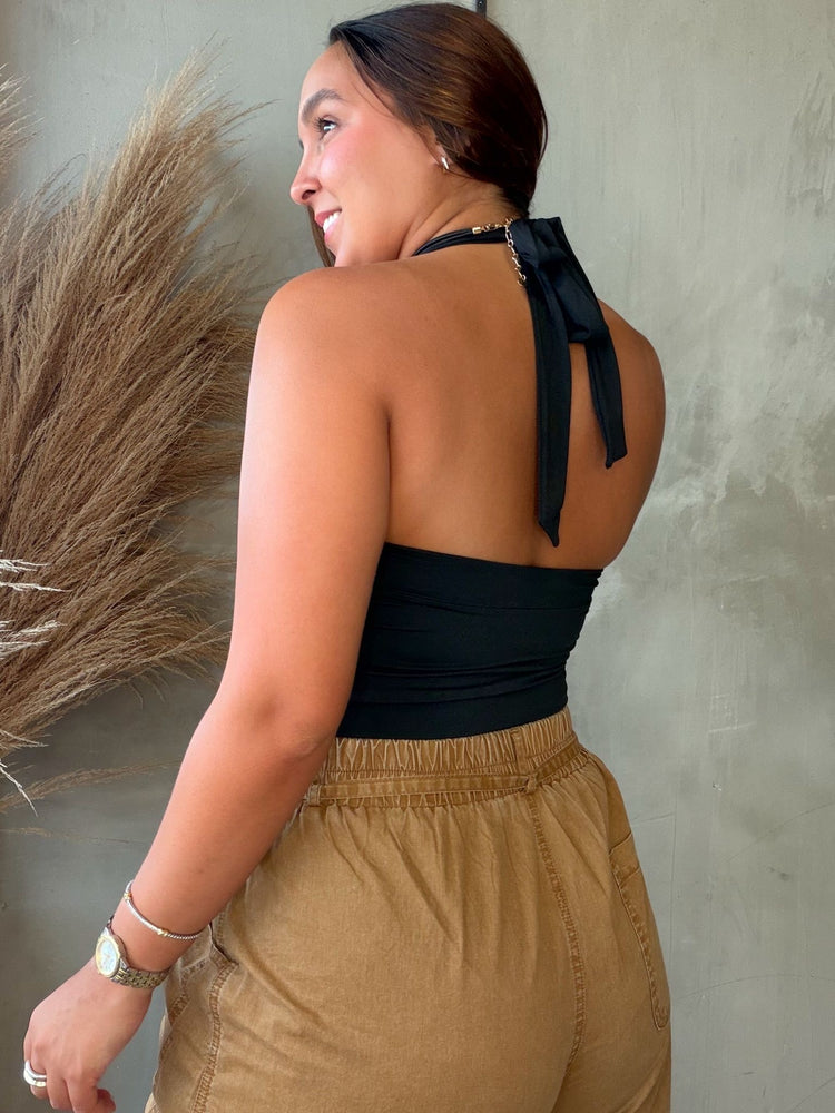 Itzel Black Halter Top