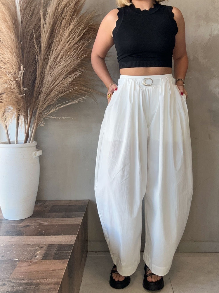 Keyzi White Belted Pants