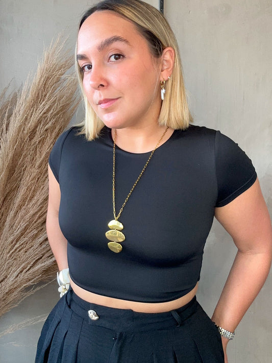 Alani Black Crop Tee