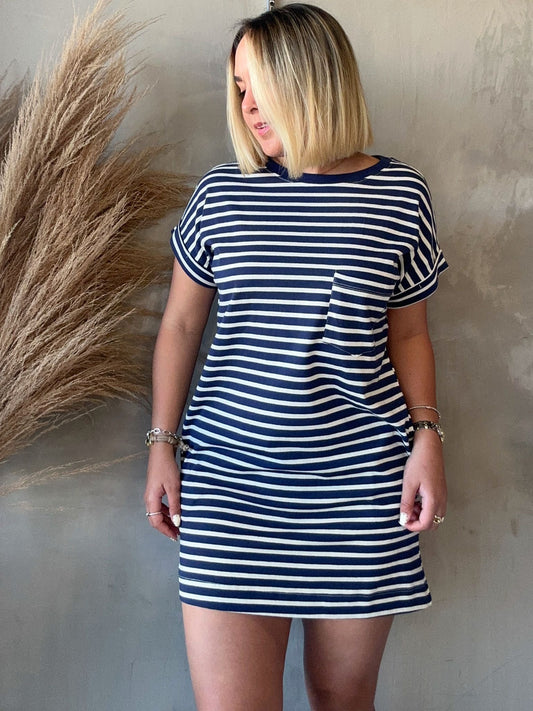 Kaileen Navy Striped Dress