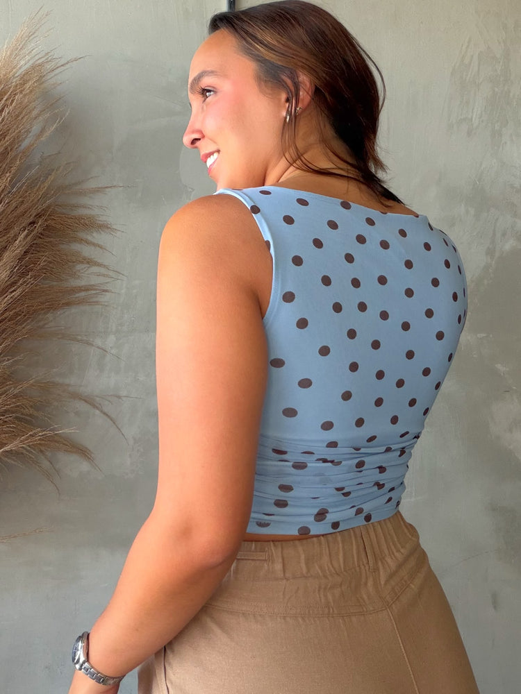 Angie Blue Polka Dots Top