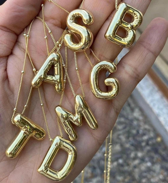 Gold 3D Balloon Initial Necklace