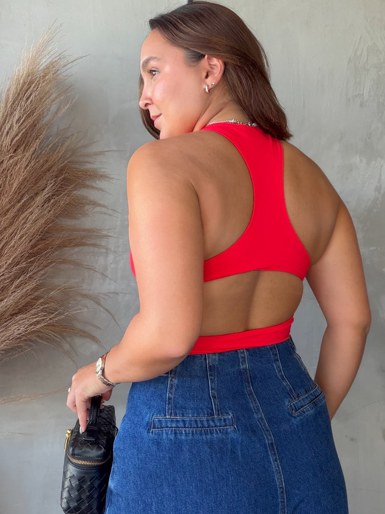 Mercedes Red Cut Out Bodysuit