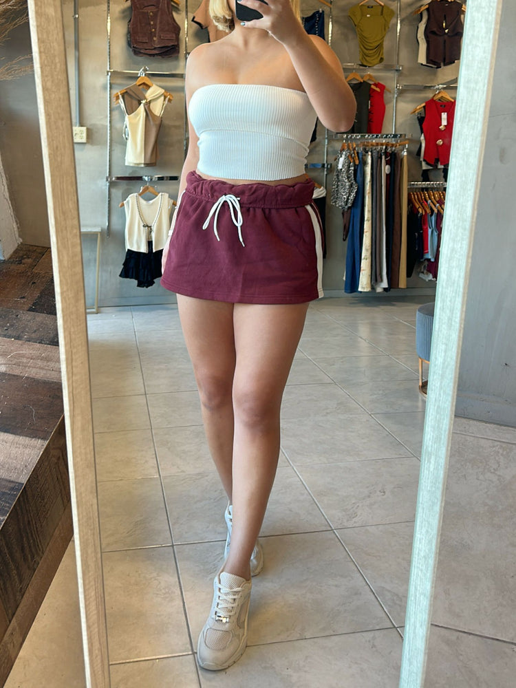 FINAL SALE - Burgundy Fold Over Skort