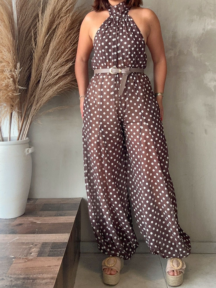 Polka Dots Mesh Jumpsuit