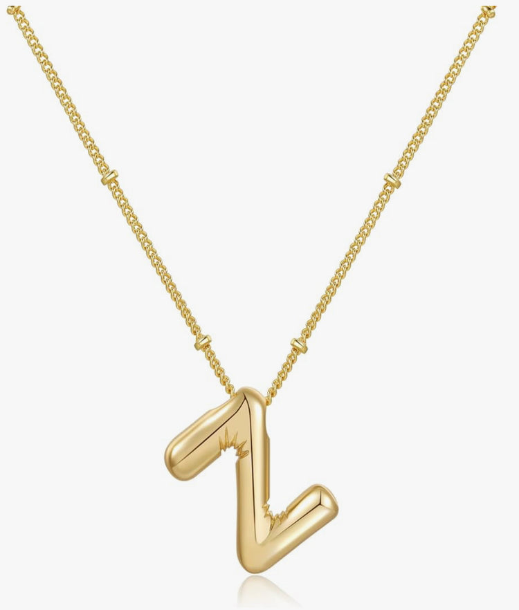 Gold 3D Balloon Initial Necklace