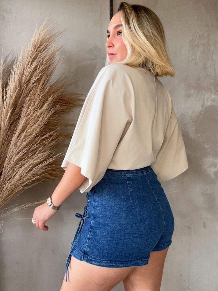 Lúa Lace Up Denim Skirt