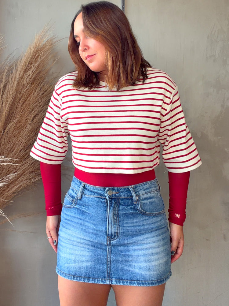 Enya Red Stripes Bodysuit & Tee Set