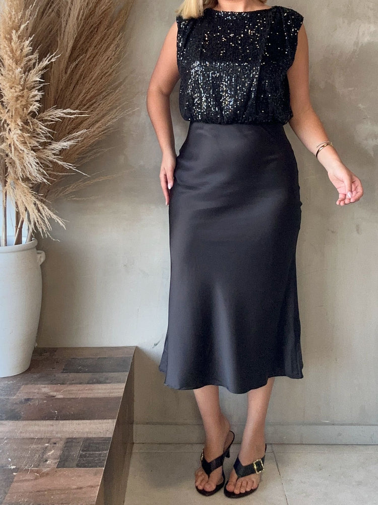 FINAL SALE - Aimee Sequins Black Dress