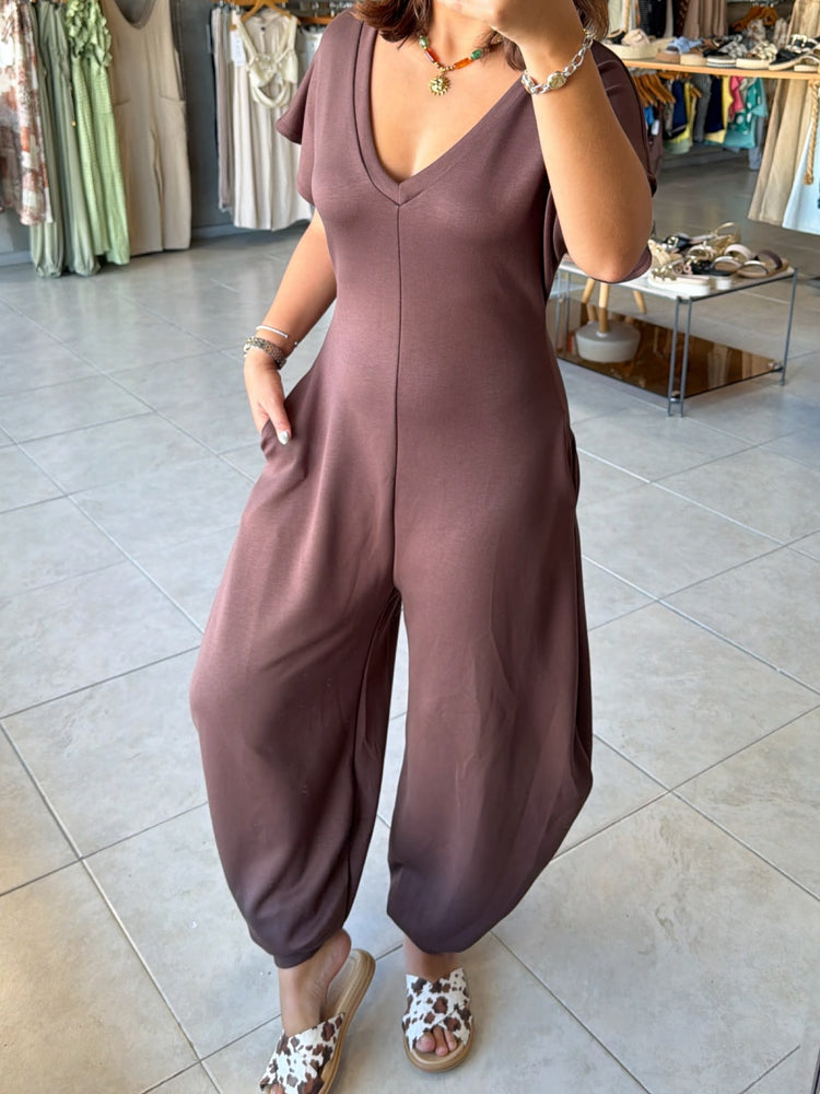 Beatriz Brown Comfy Jumpsuit